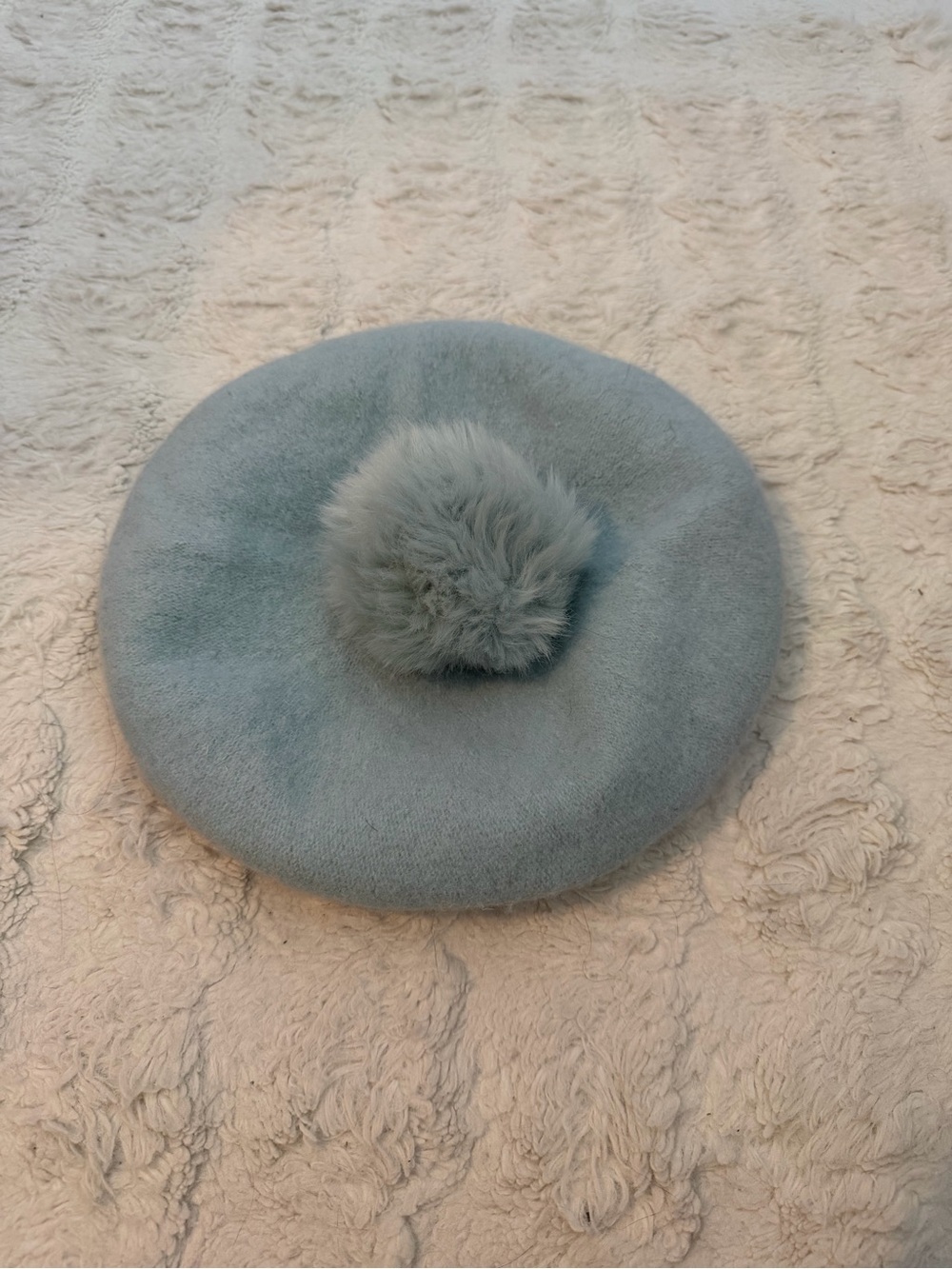 a new day Plush Pom-Pom Beret - Light Gray Blue